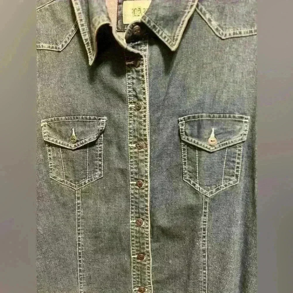 LAL Women's Denim Dress Long Shirt Size Large Sleeveless Cotton.Great condition - Picture 5 of 7